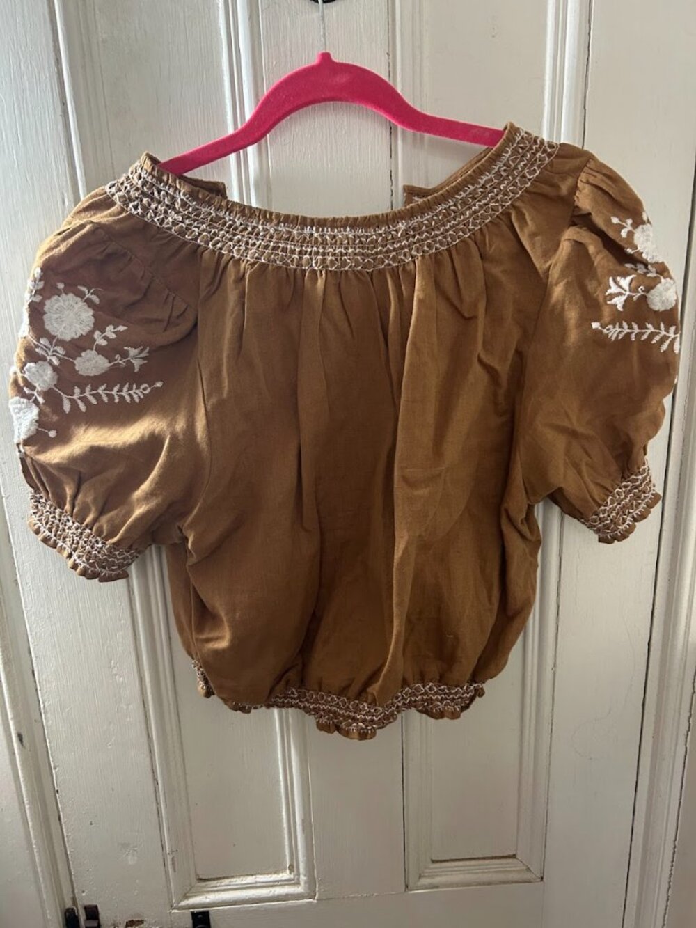 Sezane Marru Blouse in Camel Ecru Embroidery size 10 (FR 42) - Picture 4 of 4